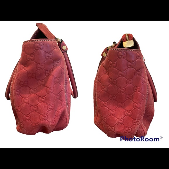 Authentic Gucci GG D Ring Abbey Calf Leather Bag in Red - Picture 4 of 12